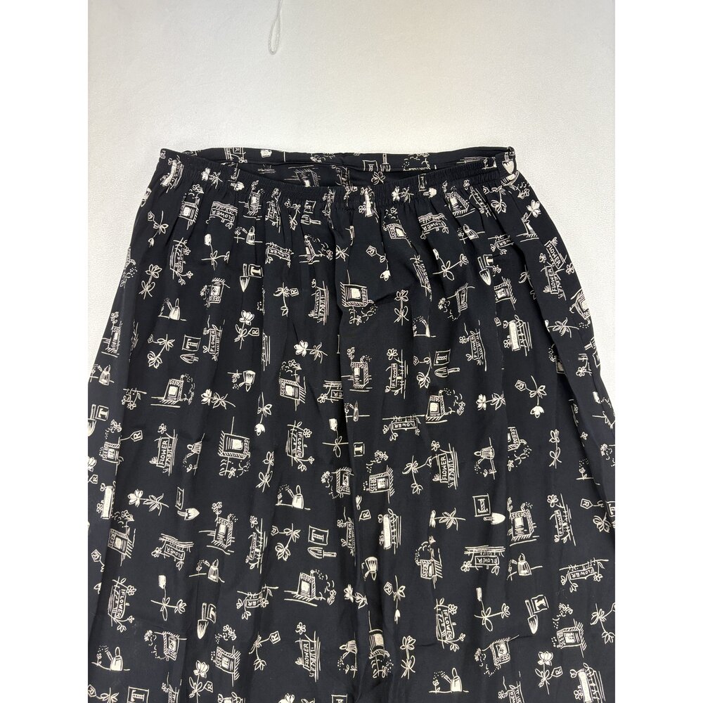 Talbots Black Printed A-Line Maxi Skirt Size 8 - Picture 8 of 10